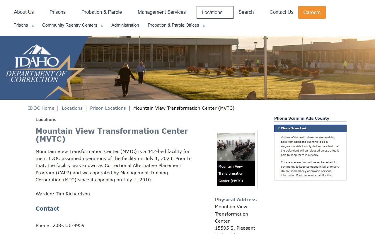 Mountain View Transformation Center resident lookup source in Ada County